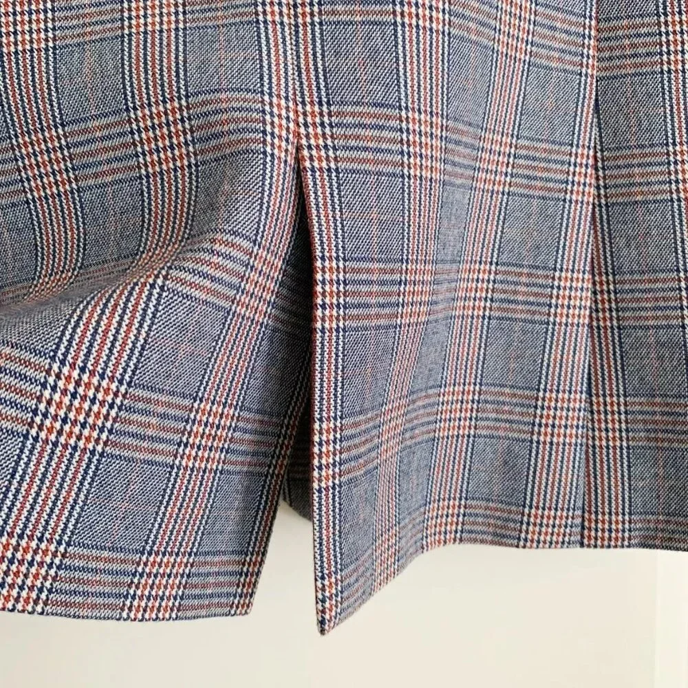 Women's Equipment Jeanne Wool Blend Check Plaid Blazer in Blue Multi Size 4